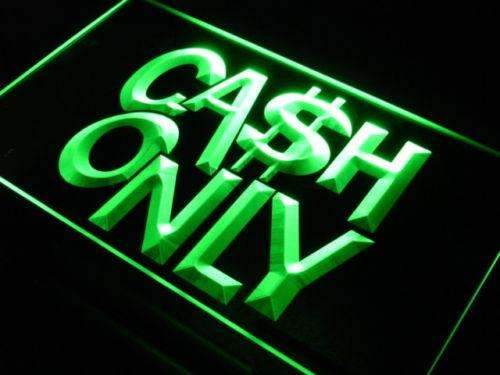 Cash Only LED Light Sign - LED Gift Works