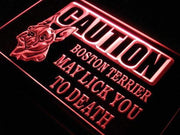 Caution Boston Terrier LED Light Sign - LED Gift Works