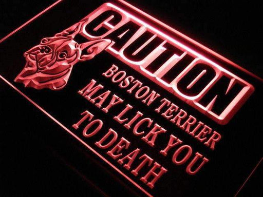 Caution Boston Terrier LED Light Sign - LED Gift Works