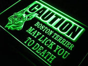 Caution Boston Terrier LED Light Sign - LED Gift Works