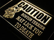 Caution Boston Terrier LED Light Sign - LED Gift Works