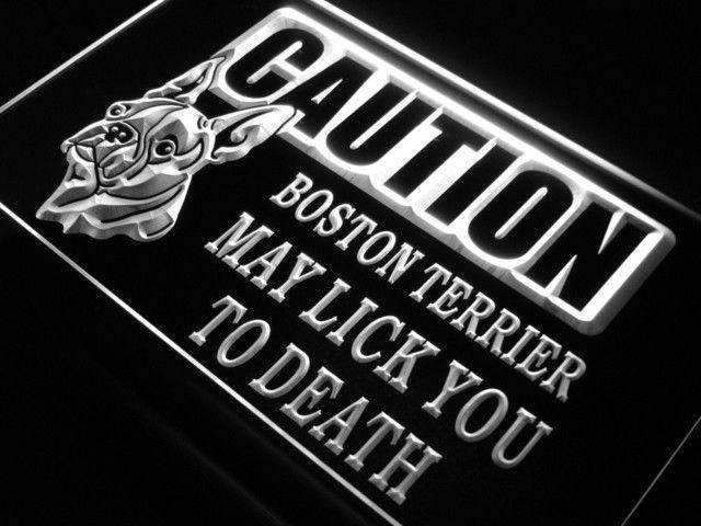 Caution Boston Terrier LED Light Sign - Way Up Gifts