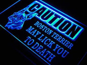 Caution Boston Terrier LED Light Sign - LED Gift Works