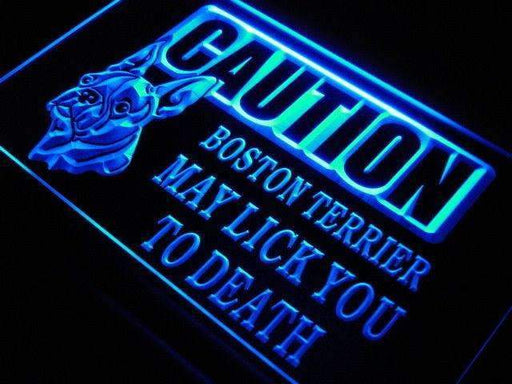 Caution Boston Terrier LED Light Sign - Way Up Gifts