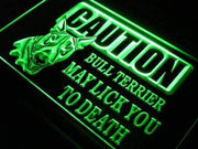 Caution Bull Terrier LED Light Sign - LED Gift Works