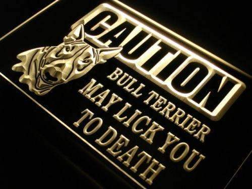 Caution Bull Terrier LED Light Sign - Way Up Gifts