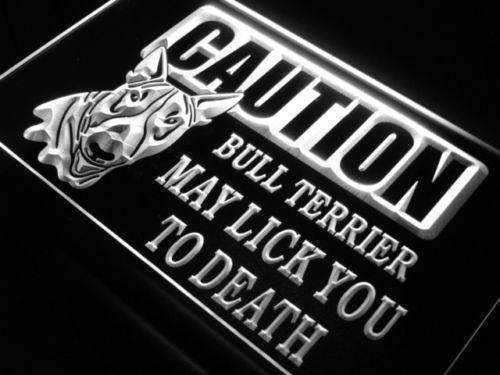 Caution Bull Terrier LED Light Sign - Way Up Gifts