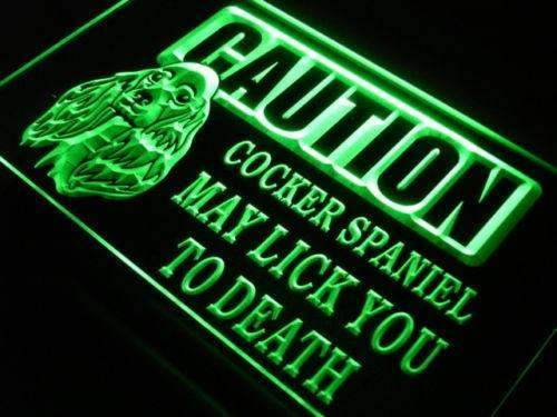 Caution Cocker Spaniel LED Light Sign - LED Gift Works