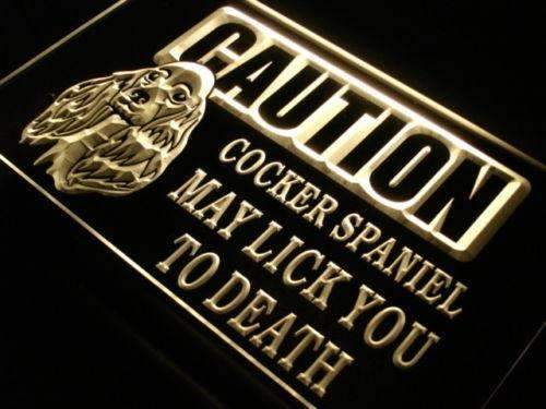 Caution Cocker Spaniel LED Light Sign - LED Gift Works