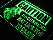 Caution Dachshund Dog LED Light Sign - LED Gift Works
