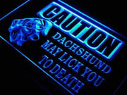 Caution Dachshund Dog LED Light Sign - LED Gift Works