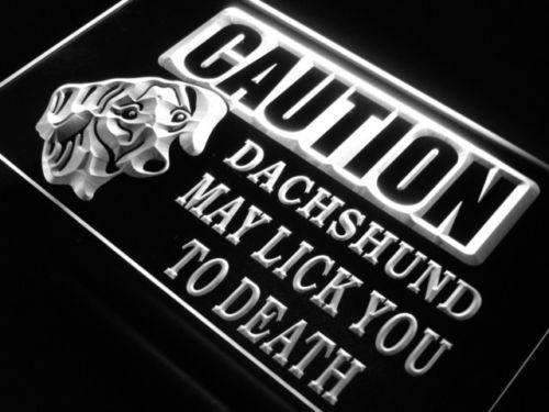 Caution Dachshund Dog LED Light Sign - LED Gift Works
