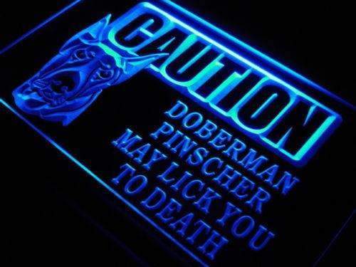 Caution Doberman Pinscher LED Light Sign - Way Up Gifts