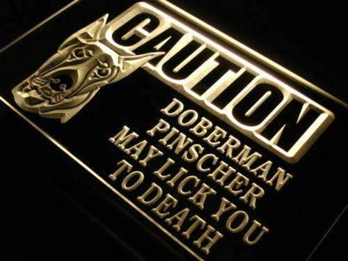 Caution Doberman Pinscher LED Light Sign - Way Up Gifts