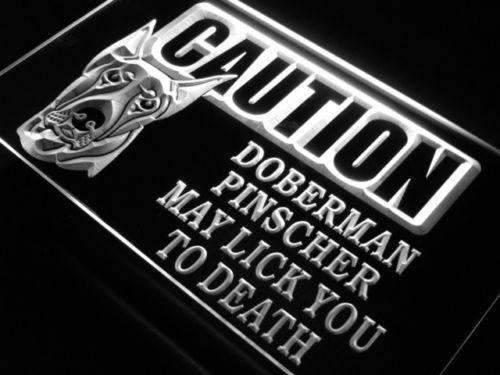 Caution Doberman Pinscher LED Light Sign - Way Up Gifts