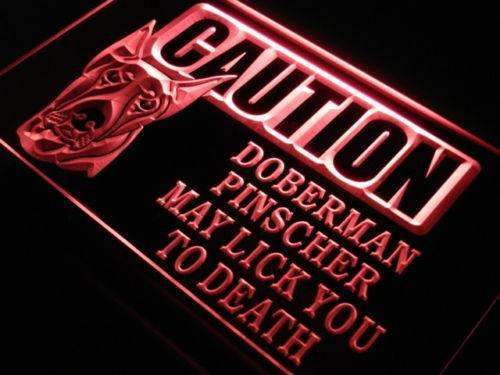Caution Doberman Pinscher LED Light Sign - Way Up Gifts