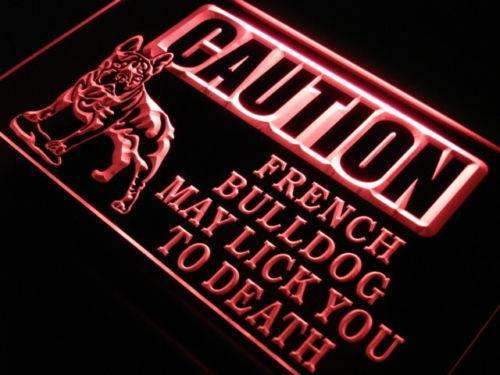 Caution French Bulldog LED Light Sign - LED Gift Works