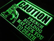 Caution French Bulldog LED Light Sign - LED Gift Works
