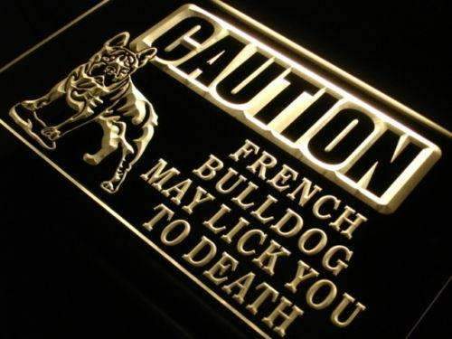 Caution French Bulldog LED Light Sign - LED Gift Works