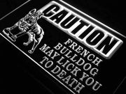 Caution French Bulldog LED Light Sign - LED Gift Works