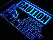 Caution French Bulldog LED Light Sign - LED Gift Works