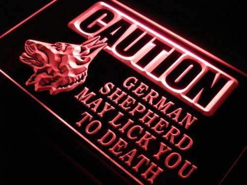 Caution German Shepherd LED Light Sign - Way Up Gifts