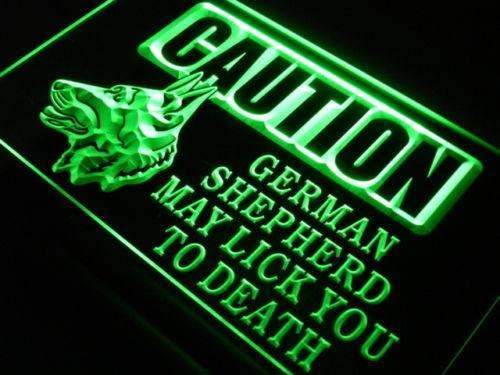 Caution German Shepherd LED Light Sign - Way Up Gifts