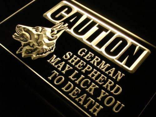 Caution German Shepherd LED Light Sign - Way Up Gifts