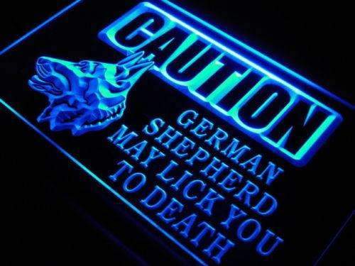 Caution German Shepherd LED Light Sign - LED Gift Works