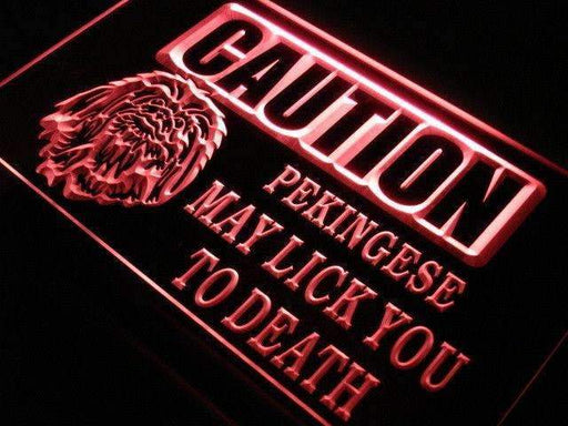 Caution Pekingese LED Light Sign - LED Gift Works