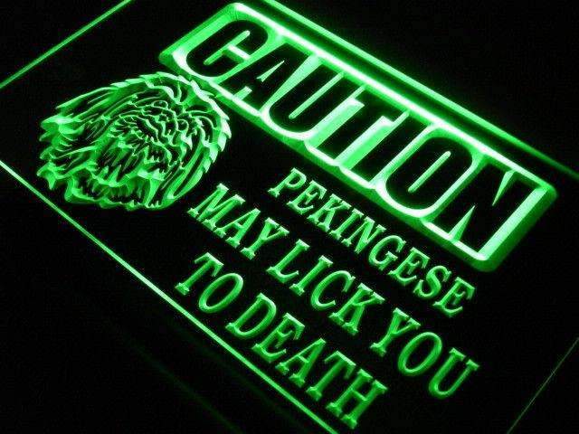 Caution Pekingese LED Light Sign - LED Gift Works