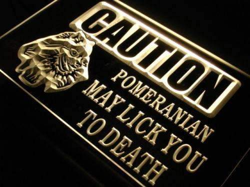 Caution Pomeranian Dog LED Light Sign - Way Up Gifts