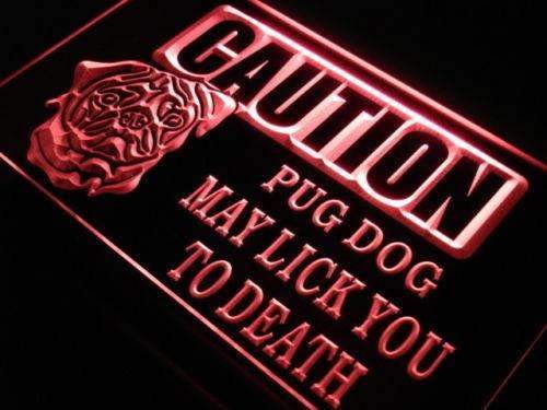 Caution Pug LED Light Sign - LED Gift Works