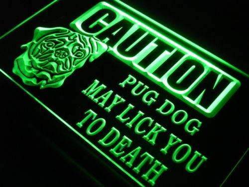Caution Pug LED Light Sign - LED Gift Works