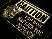 Caution Pug LED Light Sign - LED Gift Works