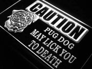 Caution Pug LED Light Sign - LED Gift Works