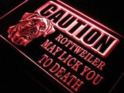 Caution Rottweiler LED Light Sign - LED Gift Works