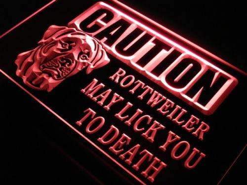 Caution Rottweiler LED Light Sign - LED Gift Works
