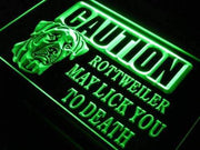 Caution Rottweiler LED Light Sign - LED Gift Works