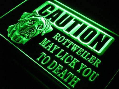 Caution Rottweiler LED Light Sign - LED Gift Works