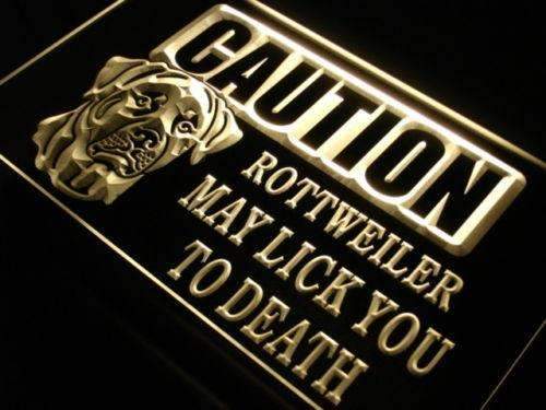 Caution Rottweiler LED Light Sign - LED Gift Works