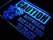 Caution Rottweiler LED Light Sign - LED Gift Works