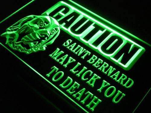 Caution Saint Bernard Dog LED Light Sign - Way Up Gifts