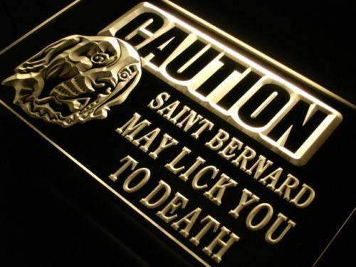 Caution Saint Bernard Dog LED Light Sign - Way Up Gifts