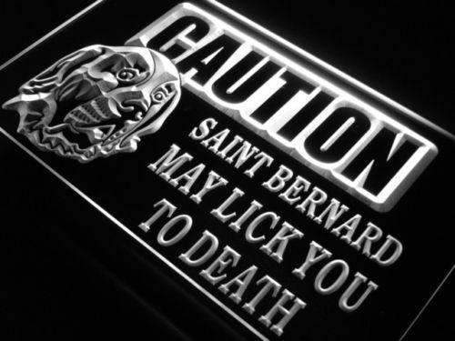Caution Saint Bernard Dog LED Light Sign - LED Gift Works