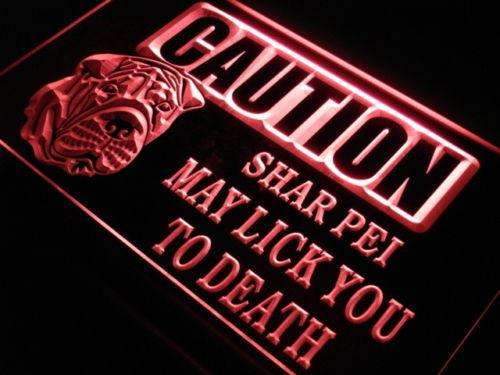 Caution Shar Pei LED Light Sign - LED Gift Works