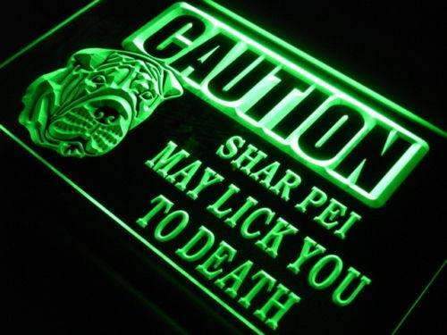 Caution Shar Pei LED Light Sign - Way Up Gifts