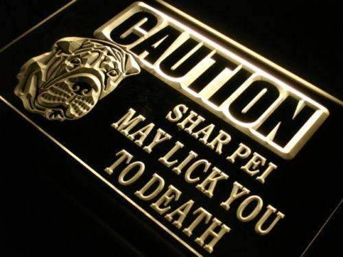 Caution Shar Pei LED Light Sign - Way Up Gifts