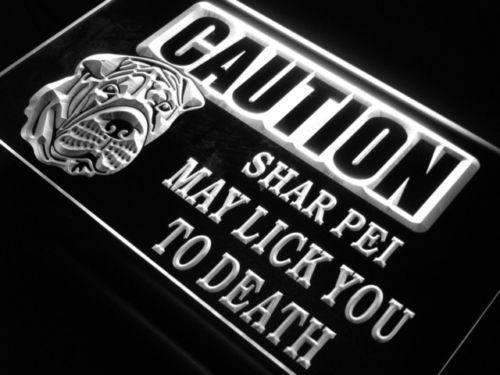 Caution Shar Pei LED Light Sign - Way Up Gifts