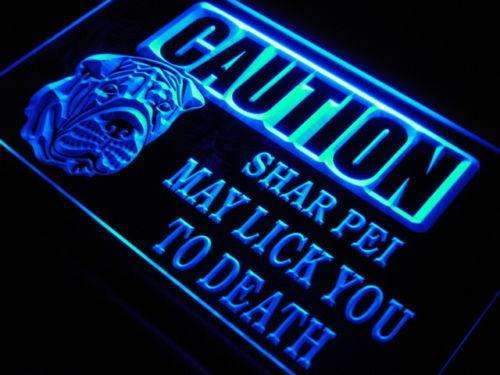 Caution Shar Pei LED Light Sign - Way Up Gifts